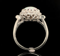 14k White Gold Genuine Natural Opal and Diamond Ring Size 5.5 Jewelry (#J6494)
