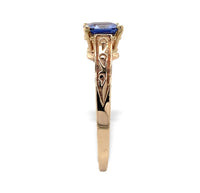 14k Yellow Gold 1.06 Carat Genuine Natural Ceylon Blue Sapphire Ring (#J7317)