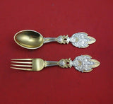 Christmas by A. Michelsen Sterling Silver Fork and Spoon Set 2pc 1919 Vermeil