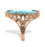 14k Rose Gold 6.59 Carat Genuine Natural Turquoise Ring Size 6 (#J7492)