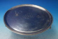 Beaded by Ei English Sterling Silver Round Salver Tray with Coat of Arms (#5998)