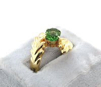 14k Yellow Gold Genuine Natural Peridot Leaf Bypass Ring Size 6.25 (#J6281)