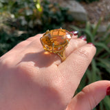18k Yellow Gold Ring with a Huge 37 Carat Citrine Size 8.75 Easily Sized #J6336