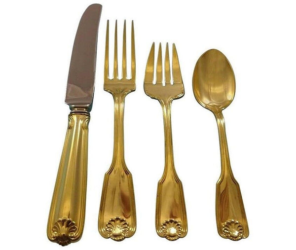 Benjamin Franklin Gold by Towle Sterling Silver Flatware Service Set 6 Vermeil