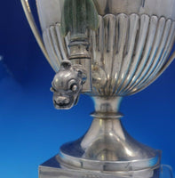 English Georgian Sterling Silver Samovar with Coat of Arms Dogs Flowers (#4051)