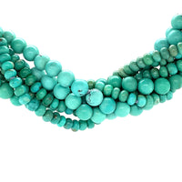 14k Yellow Gold Genuine Natural Sonora Turquoise Torsade Necklace (#J5645)