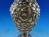 Repousse by AE Warner Coin Silver Tea Set 5 pc Samovar Birds Monkey Lion #8648