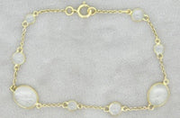 18k Yellow Gold 6.5ct Genuine Natural Moonstone Bracelet Jewelry (#J4560)