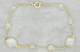 18k Yellow Gold 6.5ct Genuine Natural Moonstone Bracelet Jewelry (#J4560)
