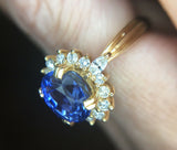 18k Gold 4.34cts Genuine Natural Ceylon Sapphire and Diamond Ring (#J3398)