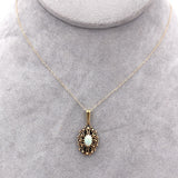 14k Gold Oval Genuine Natural Opal Pendant with Pierced Scrollwork (#J6226)