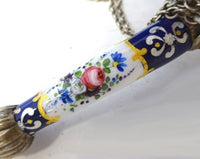 Silverplated Bronze Tussie Mussie Posey Posy Holder w/ Porcelain Handle (#J1251)