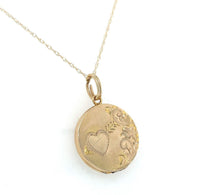 14k Yellow Gold Round Locket with Engraved Arrow in Heart (#J6434)