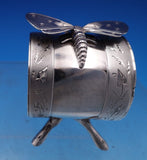 Koehler and Ritter CA Coin Silver Napkin Ring w/Twig Stand 3-D Moth Rare #7914