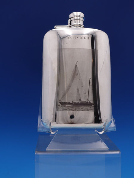 Tiffany and Co Sterling Silver Flask with Sailboat 1 Pint 7 1/2" (#8017)