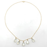 14k Gold Necklace with Five Genuine Natural Moonstone Briolette Drops (#J7600)