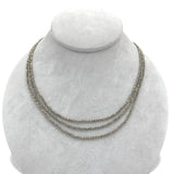 14k White Gold Triple Strand Beaded Pyrite Necklace Jewelry 16.5-18" (#J7235)
