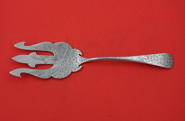 Woodbine Engraved By Seymour Sterling Salad Serving Fork 3-tine brite-cut 9 7/8"