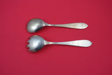 Norwegian Sterling Salad Serving set vermeil green enamel by N. M. Thune 7"