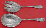Chrysanthemum by Durgin Sterling Silver Salad Serving Set with Round Fork 9 1/4"