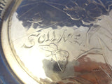 Antique Hammered by Whiting Sterling Silver Round Tray Acid Etched 7" (#0042)