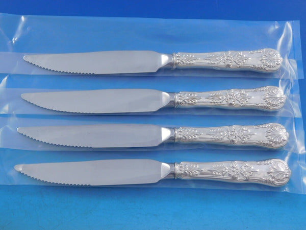 English King by Tiffany Sterling Silver Steak Knife Custom Set Serr 4 pcs 8 1/2"