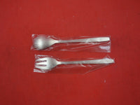 Japanese 800 Silver Dessert Set w/ enameled flowers & leaves in Original Box