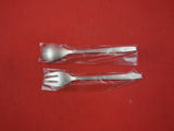 Japanese 800 Silver Dessert Set w/ enameled flowers & leaves in Original Box