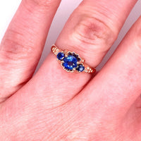 10k Rose Gold Victorian .79ct Total Weight Genuine Natural Sapphire Ring #J5177