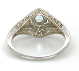 18k White Gold Filigree Deco .34ct Genuine Natural Aquamarine Ring 5 3/4 #J7559