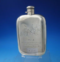 Wallace Sterling Silver Flask w/ Horse Drawn Carriage Rider #200 5.7 ozt (#5894)