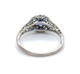 18k White Gold Filigree Ring with 1 Carat Blue Genuine Natural Sapphire (#J6461)