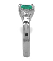 14k White Gold .90ct Columbian Genuine Emerald Diamond Ring w/Report (#J7166)