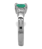 14k White Gold .90ct Columbian Genuine Emerald Diamond Ring w/Report (#J7166)