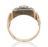 10k Gold Men's Genuine Natural Black Onyx and Diamond Ring Size 7 (#J6630)