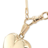 14k Yellow Gold Heart Locket Engraved Clover Elongated Chain Swivel Clasp #J7185