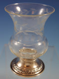 Quaker Silver Co Sterling Silver Glass Salt Pepper Shaker Set 3pc w/Holder #2529
