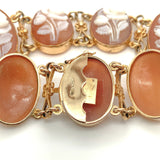 14k Yellow Gold Genuine Natural Shell Cameo Bracelet with Carved Roses (#J6895)