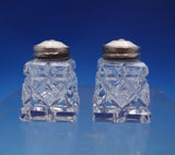 Norwegian Sterling Silver Glass Salt Pepper Shaker Set 2pc White Enamel (#6896)
