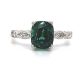 Platinum 3.24ct Green Genuine Natural Tourmaline Ring Jewelry (#J5715)