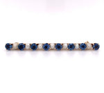14k Yellow Gold Montana Sapphire and Pearl Bar Pin with GIA Report (#J5644)