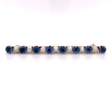 14k Yellow Gold Montana Sapphire and Pearl Bar Pin with GIA Report (#J5644)