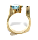 14k Yellow Gold Heavy Modern Genuine Natural Aquamarine Diamond Ring (#J7307)