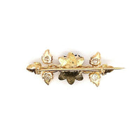 10k Victorian Mine Cut Genuine Natural Diamond Flower Pin (#J5514)