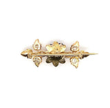 10k Victorian Mine Cut Genuine Natural Diamond Flower Pin (#J5514)