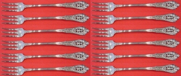 Rose Point by Wallace Sterling Silver Cocktail Fork 5 1/2" Set of 12