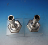 Danish Sterling Silver Candlestick Pair Colonial Style 5 3/4" x 4" c1950 (#5809)