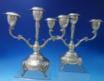 Louis XIV by Unknown German .800 Silver Candelabra Pair 3-Light c.1920 (#5483)