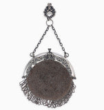 Art Nouveau Figural Silverplate Purse with Chatelaine Clip and Beading (#J4251)