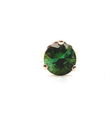 14k Rose Gold Round Green Genuine Natural Tourmaline Stud Earrings (#J5656)